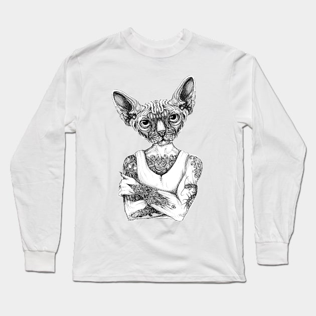 Sphynx Long Sleeve T-Shirt by fakeface